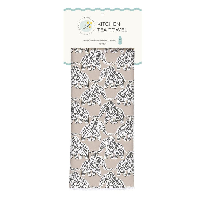 Elephants Tan Eco Kitchen Tea Towel Tea Towel - rockflowerpaper