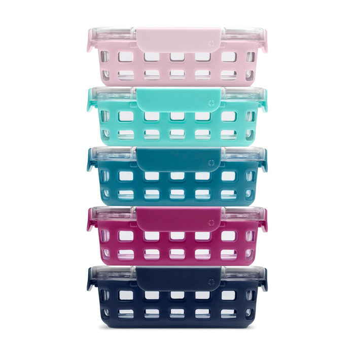 Ello Duraglass 3.4 Cup Glass Meal Prep Containers, 10 Pc, 5 Pack, Blue