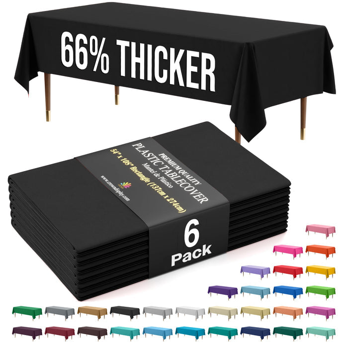 Exquisite Party Solids 66% Thicker Premium Plastic Table Cloth Rectangle Table Cover 0.5 Mil 12 Pack Red Table Cloth 54 Inch x 108 Inch Disposable Tablecloth Won't Tear Easily Like Cheap Thin Brands