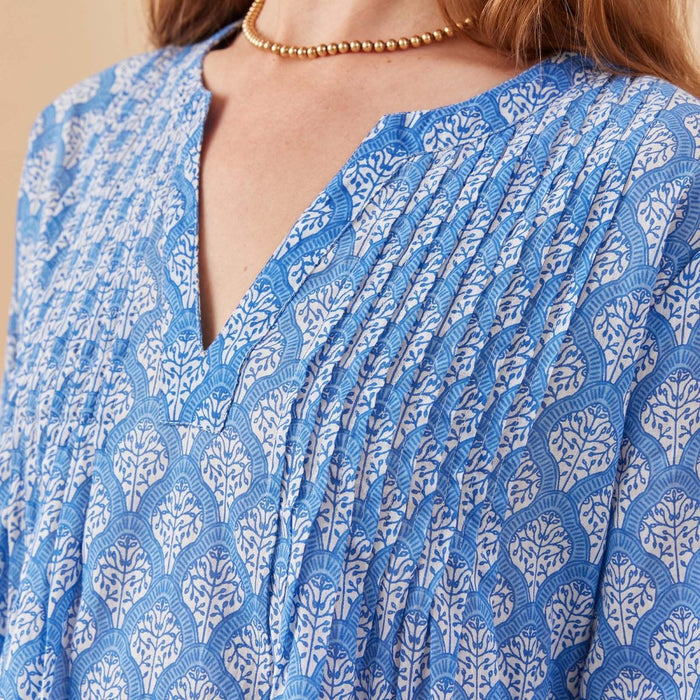 Fifer Blue Cotton Pintuck Beach Coverup Swim Cover Up - Rockflowerpaper
