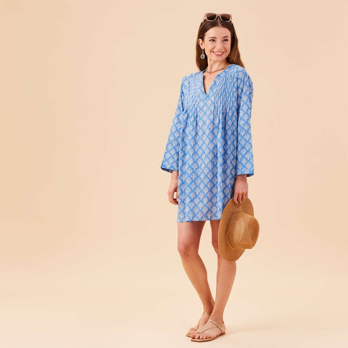Fifer Blue Cotton Pintuck Beach Coverup Swim Cover Up - Rockflowerpaper