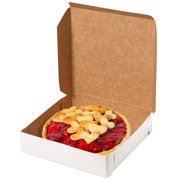 Fit Meal Prep 25 Pack White Bakery Boxes, 6 x 6 x 3 Inches Kraft Lining Pastry Boxes, Cardboard Treat Boxes Pie Boxes Cookie Boxes Dessert Boxes for Cupcakes, Chocolates, Donuts, Macarons