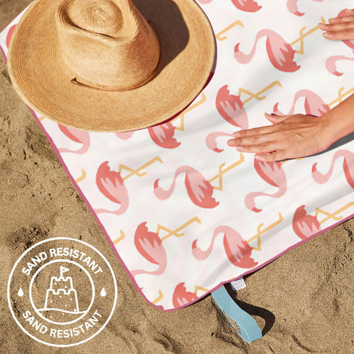 Flamingo Pink Reversible Eco Beach Towel Beach Towel - rockflowerpaper