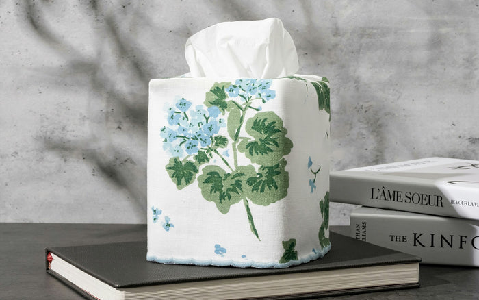 Geranium Linen Tissue Box Cover