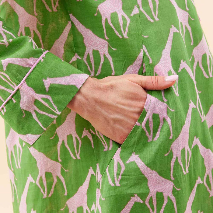 Giraffe Pink Green Night Shirt Sleep Shirt - rockflowerpaper