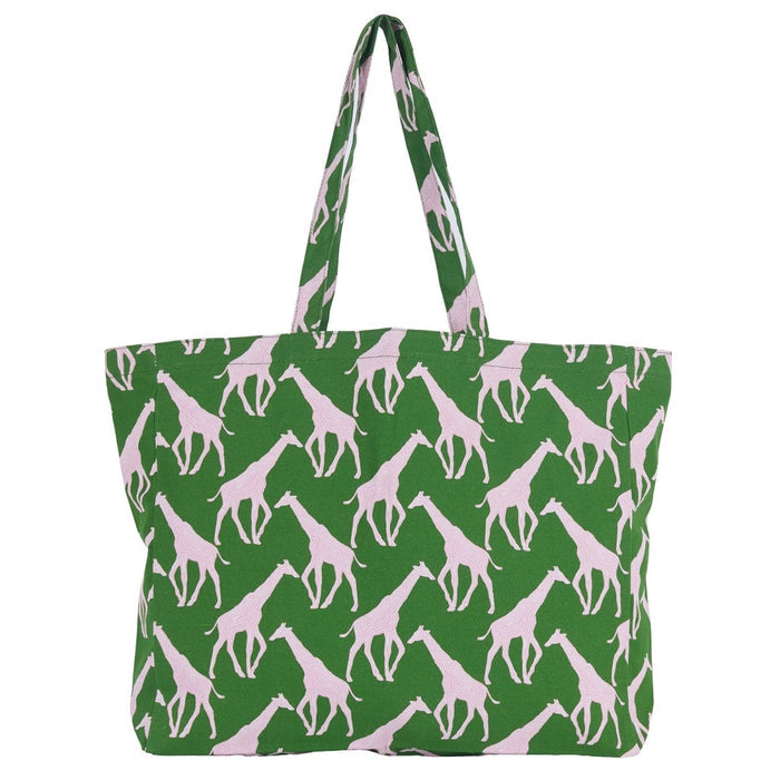 Giraffe Pink & Green Little Shopper Canvas Tote Bag Tote - Rockflowerpaper