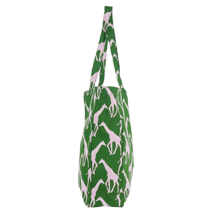Giraffe Pink & Green Little Shopper Canvas Tote Bag Tote - Rockflowerpaper
