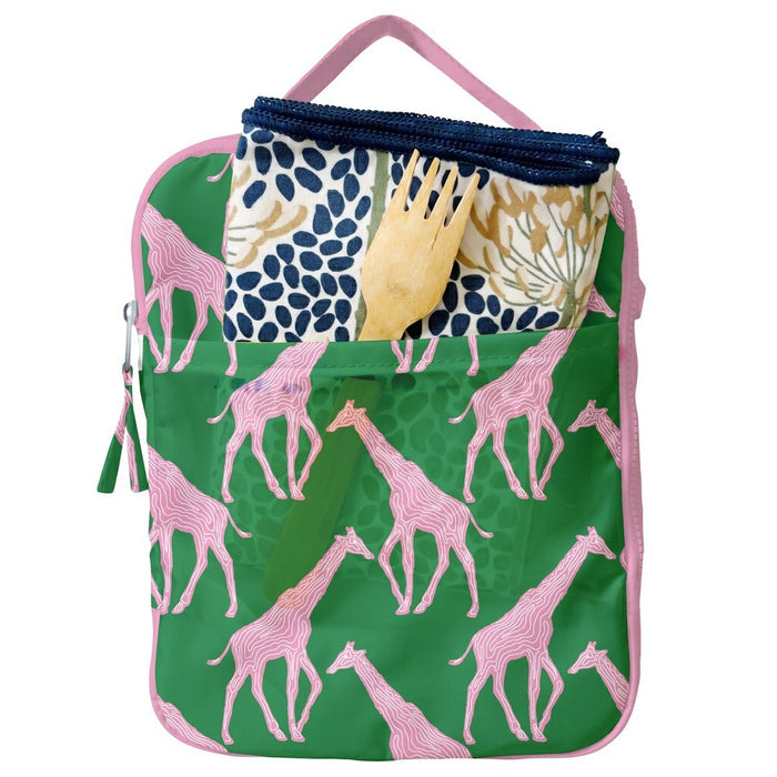 Giraffe Pink & Green Lunch Tote Lunch Tote - Rockflowerpaper