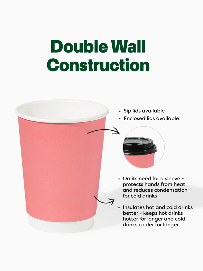 GO 12oz Double Wall Paper Blush Pink Cup Bundle with Lids