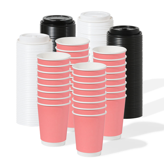 GO 12oz Double Wall Paper Blush Pink Cup Bundle with Lids