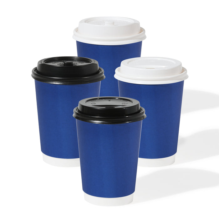 GO 12oz Double Wall Paper Cobalt Blue Cup Bundle with Lids
