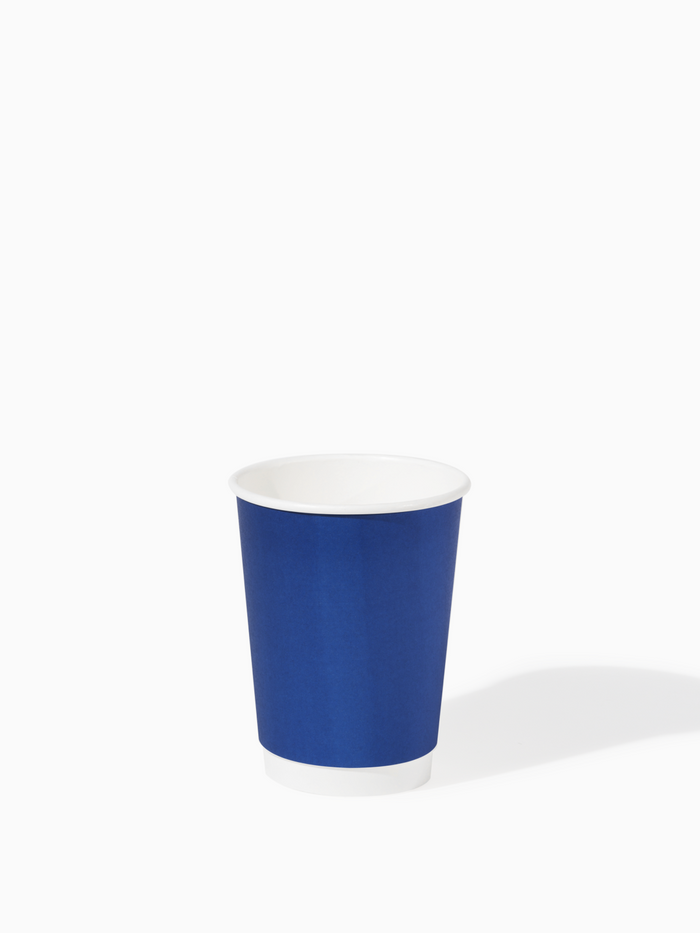 GO 12oz Double Wall Paper Cobalt Blue Cup Bundle with Lids