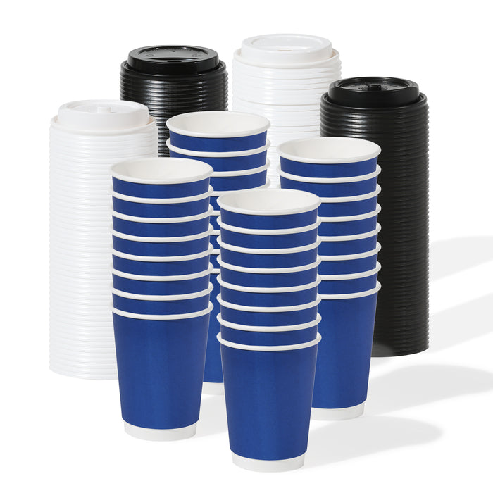 GO 12oz Double Wall Paper Cobalt Blue Cup Bundle with Lids