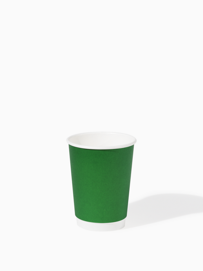 GO 12oz Double Wall Paper Pine Green Cup Bundle with Lids