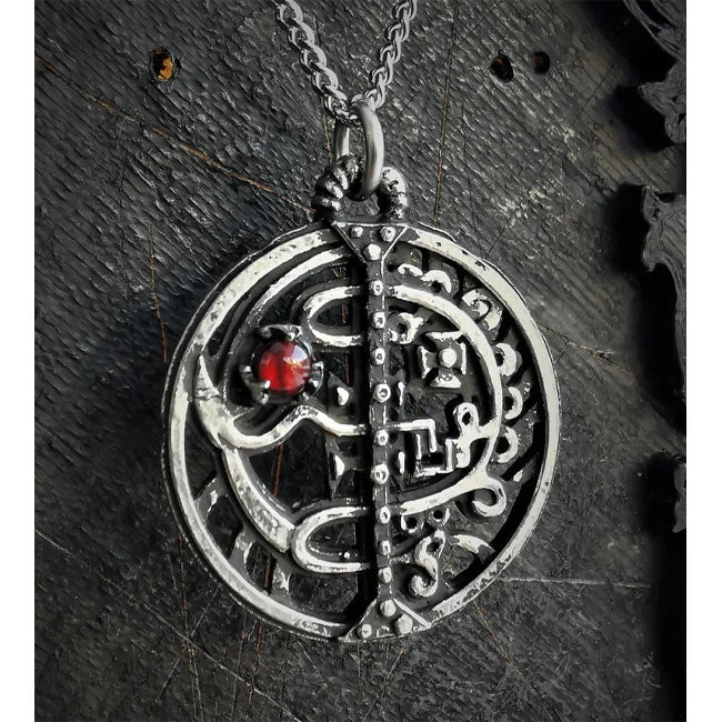 Goetic Sigil of Asmoday/Asmodeus Red MoonStone Necklace | Symbolic Jewelry for Luciferian Practitioners
