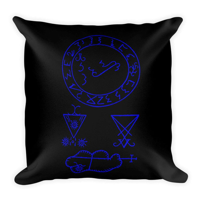 Grimoire Sigil of Lucifer Blue Print Square Pillow - The Luciferian Apotheca