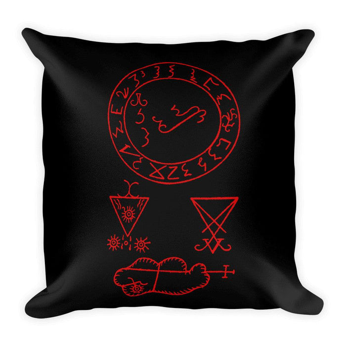Grimoire Sigil of Lucifer Red Print Square Pillow - The Luciferian Apotheca