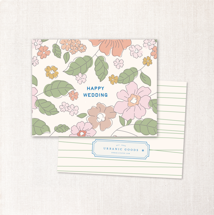 happy wedding umbrella floral card