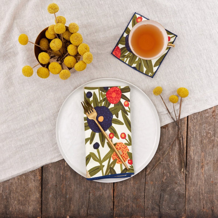 Harvest Sunshine blu Dinner Napkin - Set of 6 Dinner Napkin - rockflowerpaper
