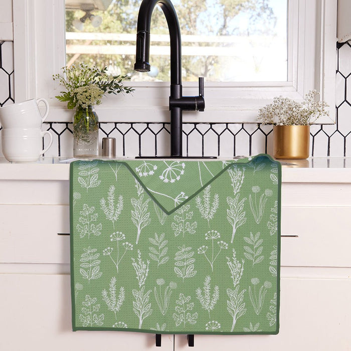 Herbs Green blu Kitchen Tea Towel Kitchen Towel - rockflowerpaper