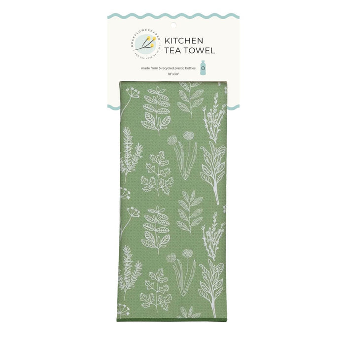 Herbs Green Eco Kitchen Tea Towel Tea Towel - Rockflowerpaper