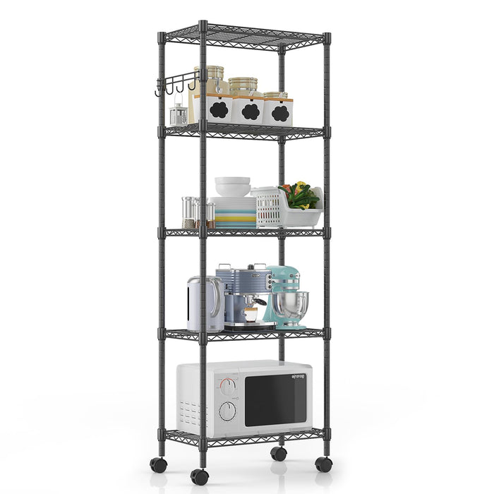13.78"D x 23.23"W x 72.05"H, 5-Tier / Black