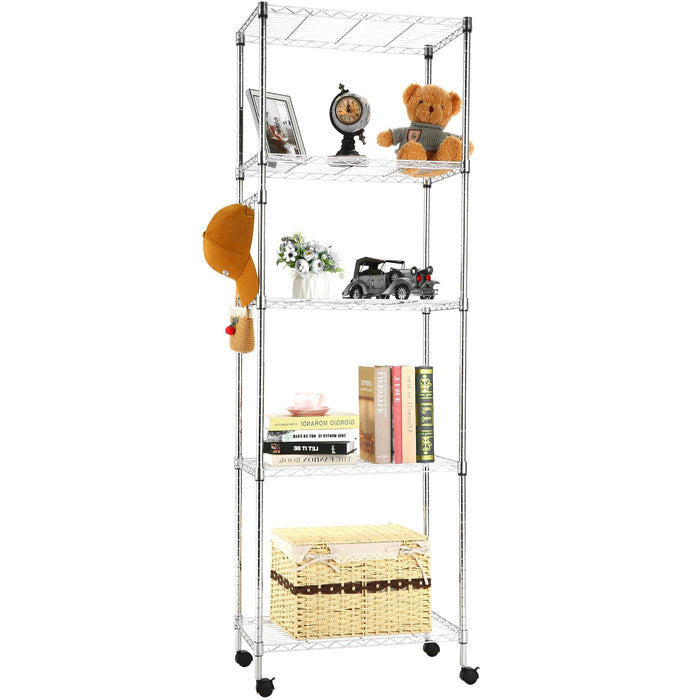 13.78"D x 23.23"W x 72.05"H, 5-Tier / Silver