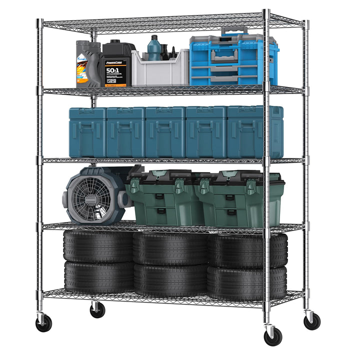 24"D×48"W×82"H, 5-Tier / Silver