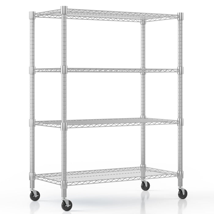 Himimi 72" H Storage Shelves 4 Tier Metal Shelving Adjustable Wire Shelf with Wheels, Heavy Duty Shelving for Garage Kitchen Pantry Bathroom Laundry 18" D*48" W*72" H, Black