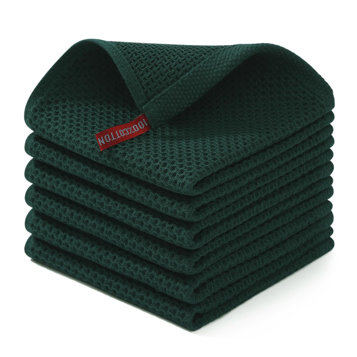 Homaxy 100% Cotton Waffle Weave Kitchen Dish Cloths 6-Pack, Dark Grey