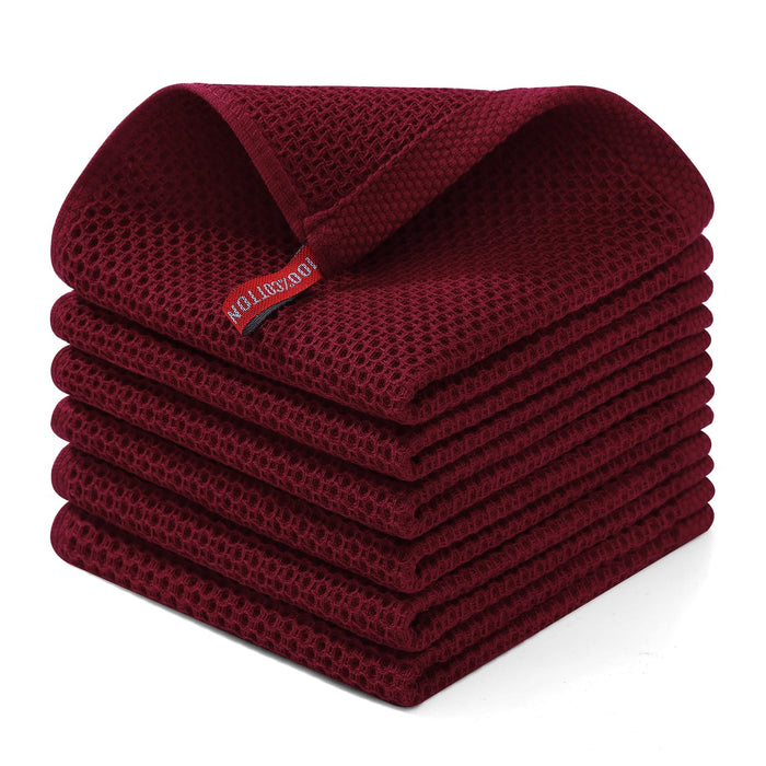 Homaxy 100% Cotton Waffle Weave Kitchen Dish Cloths 6-Pack, Dark Grey