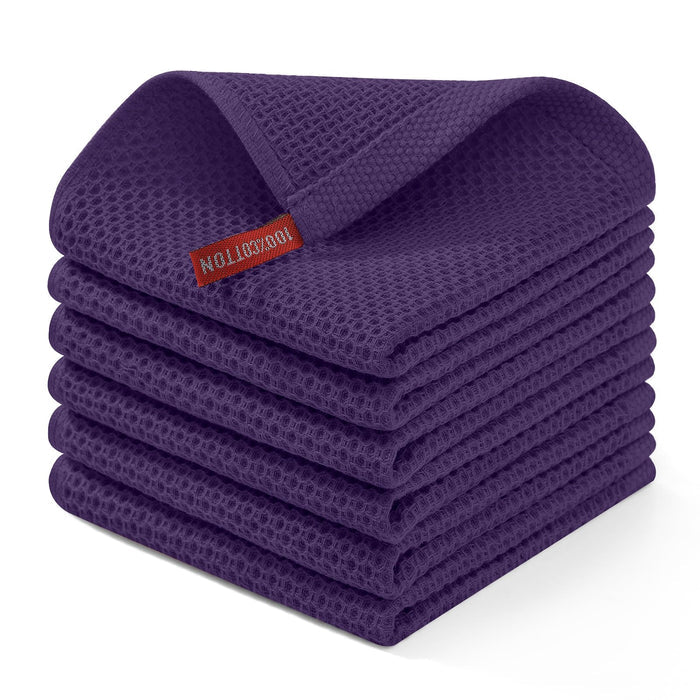 Homaxy 100% Cotton Waffle Weave Kitchen Dish Cloths 6-Pack, Dark Grey