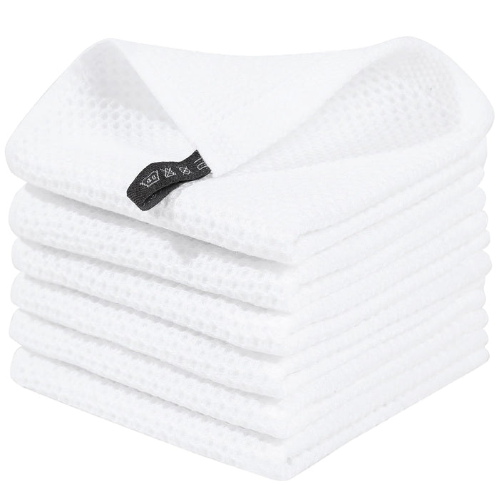 Homaxy 100% Cotton Waffle Weave Kitchen Dish Cloths 6-Pack, Dark Grey