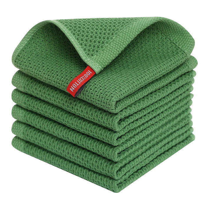Homaxy 100% Cotton Waffle Weave Kitchen Dish Cloths 6-Pack, Dark Grey