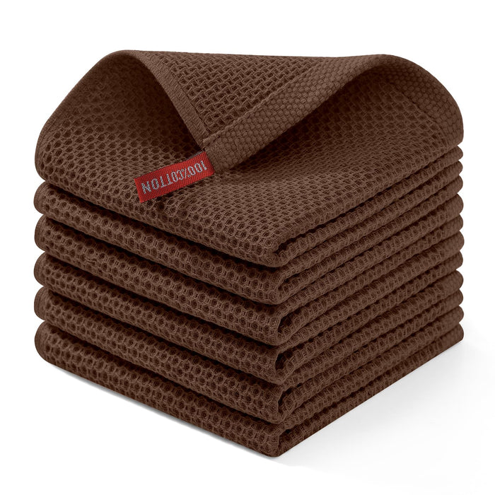 Homaxy 100% Cotton Waffle Weave Kitchen Dish Cloths 6-Pack, Dark Grey