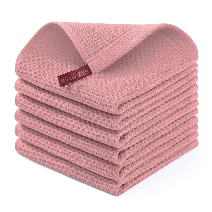 Homaxy 100% Cotton Waffle Weave Kitchen Dish Cloths 6-Pack, Dark Grey