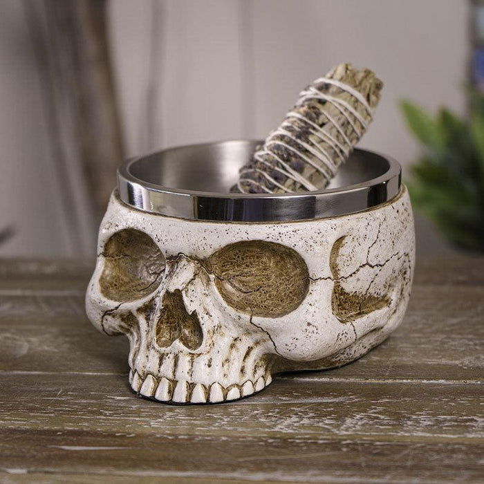 Human Skull Smudge & Offering Bowl - The Luciferian Apotheca