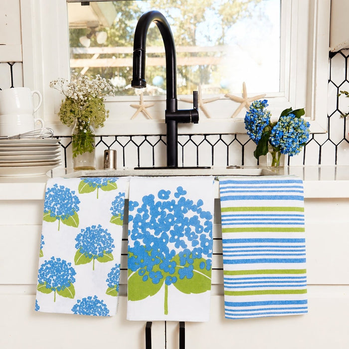 Hydrangea Cotton Kitchen Towel (Set Of 3) Cotton Kitchen Towel - Rockflowerpaper