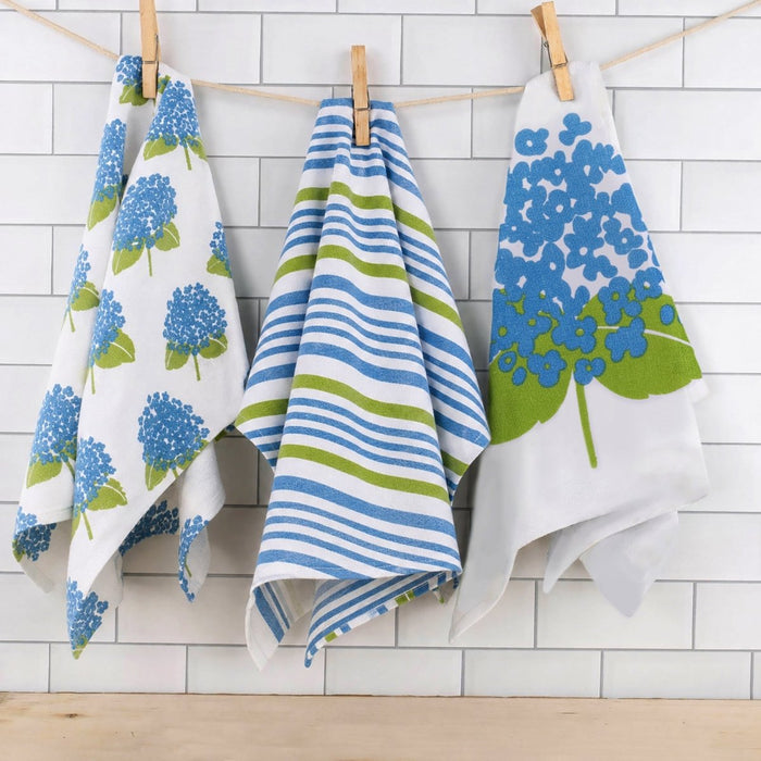Hydrangea Cotton Kitchen Towel (Set Of 3) Cotton Kitchen Towel - Rockflowerpaper