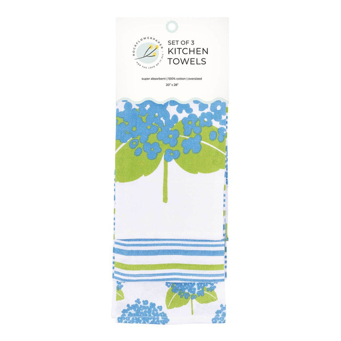 Hydrangea Cotton Kitchen Towel (Set Of 3) Cotton Kitchen Towel - rockflowerpaper