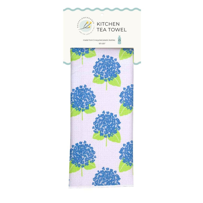 Hydrangea White Eco Kitchen Tea Towel Tea Towel - Rockflowerpaper