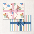 ice cream cones + cool beach stripe double-sided wrap