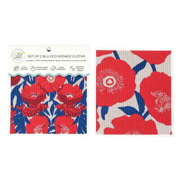 Icelandic Poppies blu Eco Sponge Cloths (Set of 2) Eco Cloth - rockflowerpaper