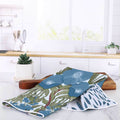 Icelandic Poppies Blue Eco Kitchen Tea Towel Tea Towel - rockflowerpaper
