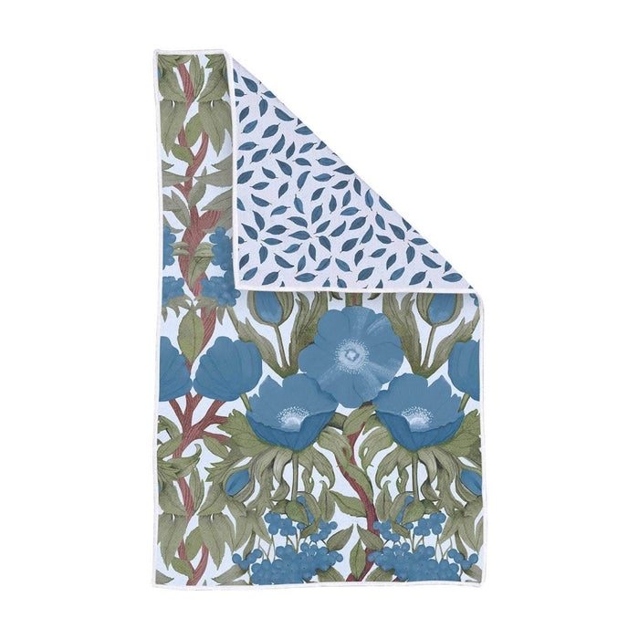 Icelandic Poppies Blue Eco Kitchen Tea Towel Tea Towel - rockflowerpaper