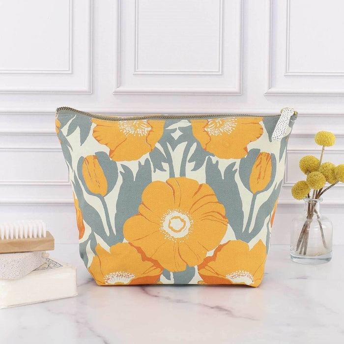 Icelandic Poppies Gold Large Canvas Pouch Pouch - rockflowerpaper
