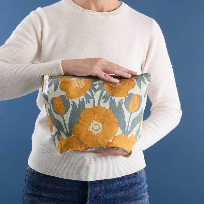 Icelandic Poppies Gold Large Canvas Pouch Pouch - rockflowerpaper