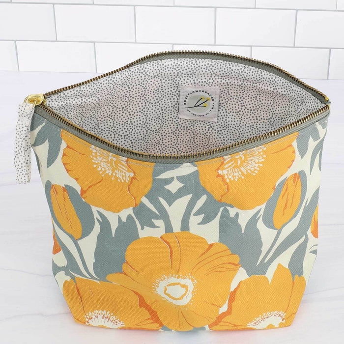 Icelandic Poppies Gold Large Canvas Pouch Pouch - rockflowerpaper