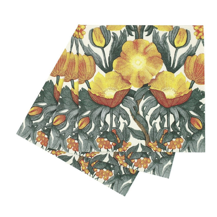 Icelandic Poppies Gold Paper Cocktail Napkins (Pack of 25) Paper Cocktail Napkin - rockflowerpaper