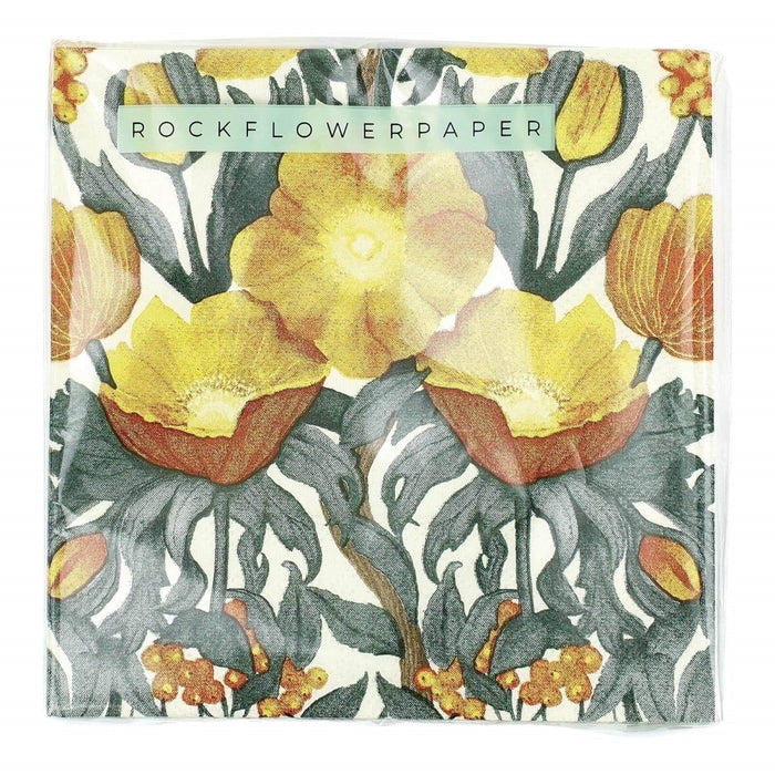 Icelandic Poppies Gold Paper Cocktail Napkins (Pack of 25) Paper Cocktail Napkin - rockflowerpaper